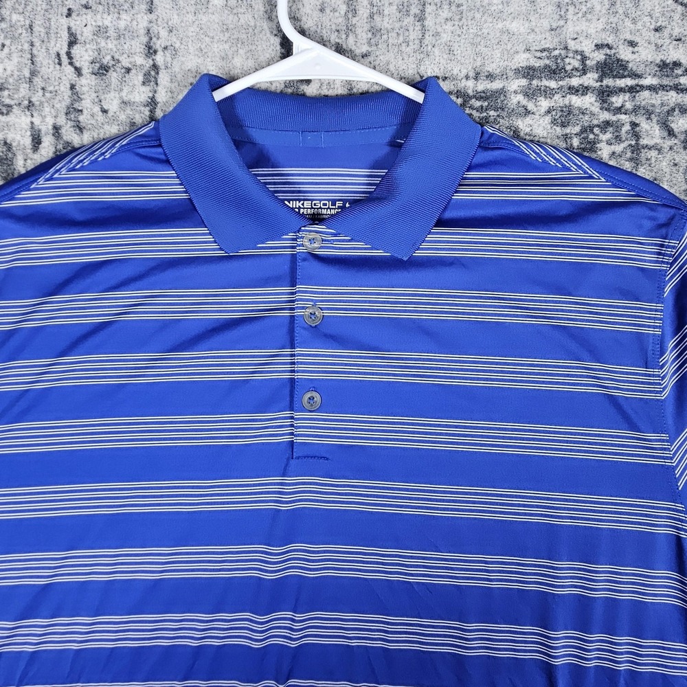 Nike Golf Tour Performance Polo Shirt Mens XL Blue Striped Dri-FIT Short Sleeve